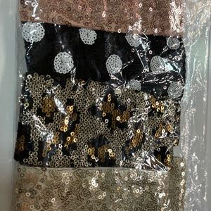 Sequin headbands with buttons.